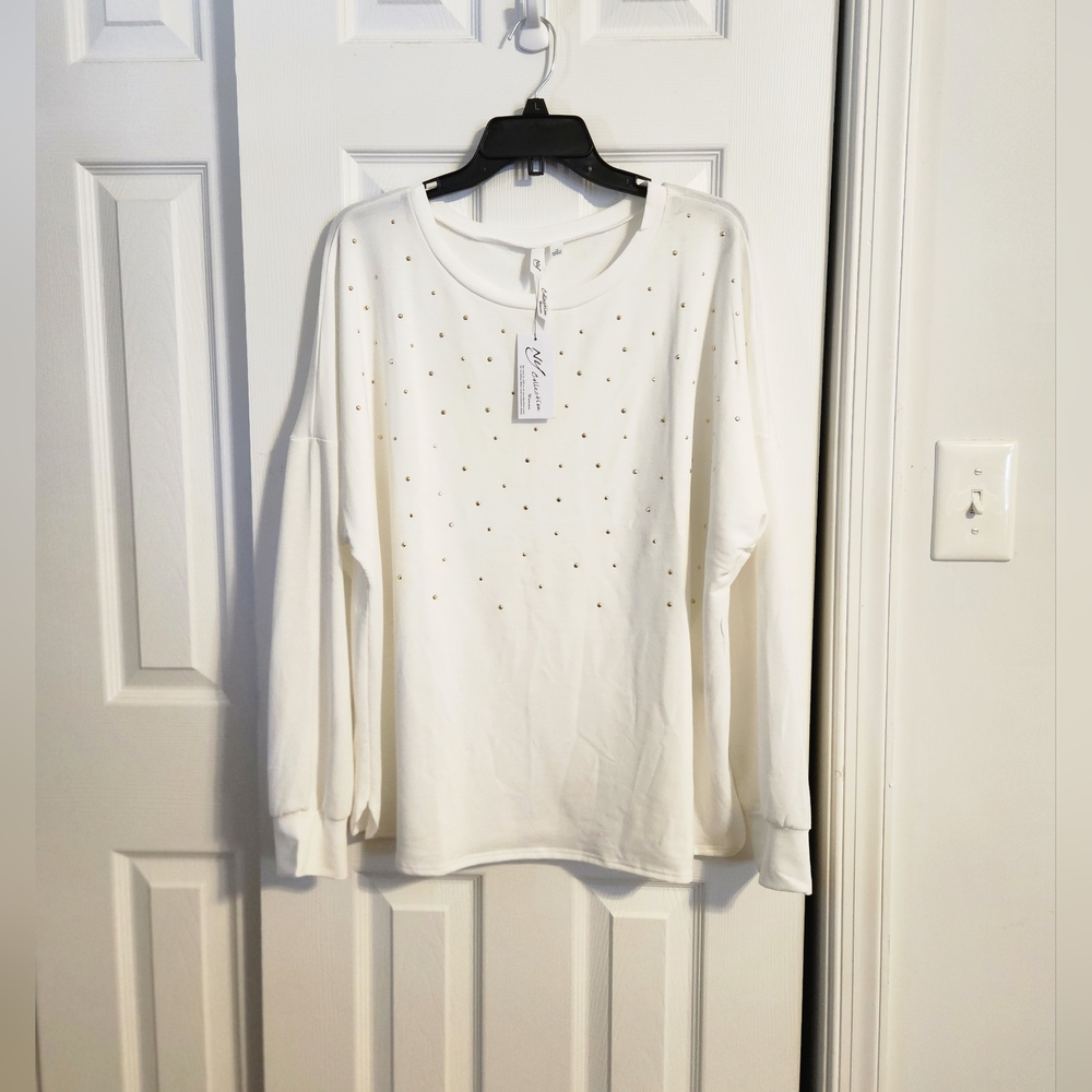 White long-sleeve, 1X (plus size)